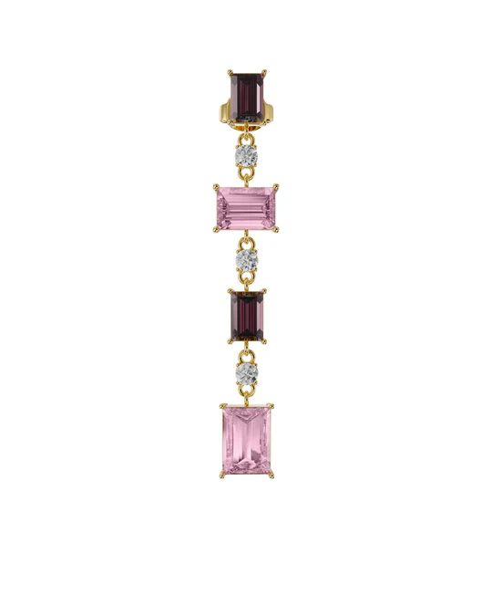 Orecchino Donna Amabile Euphoria Dorato Pendente con Pietre Rosa e Malva 