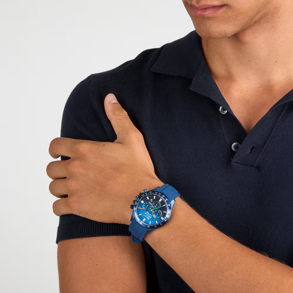 Orologio Uomo Sector 230 Cronografo al Quarzo con Quadrante Blu 43 mm Cinturino in Plastica Blu