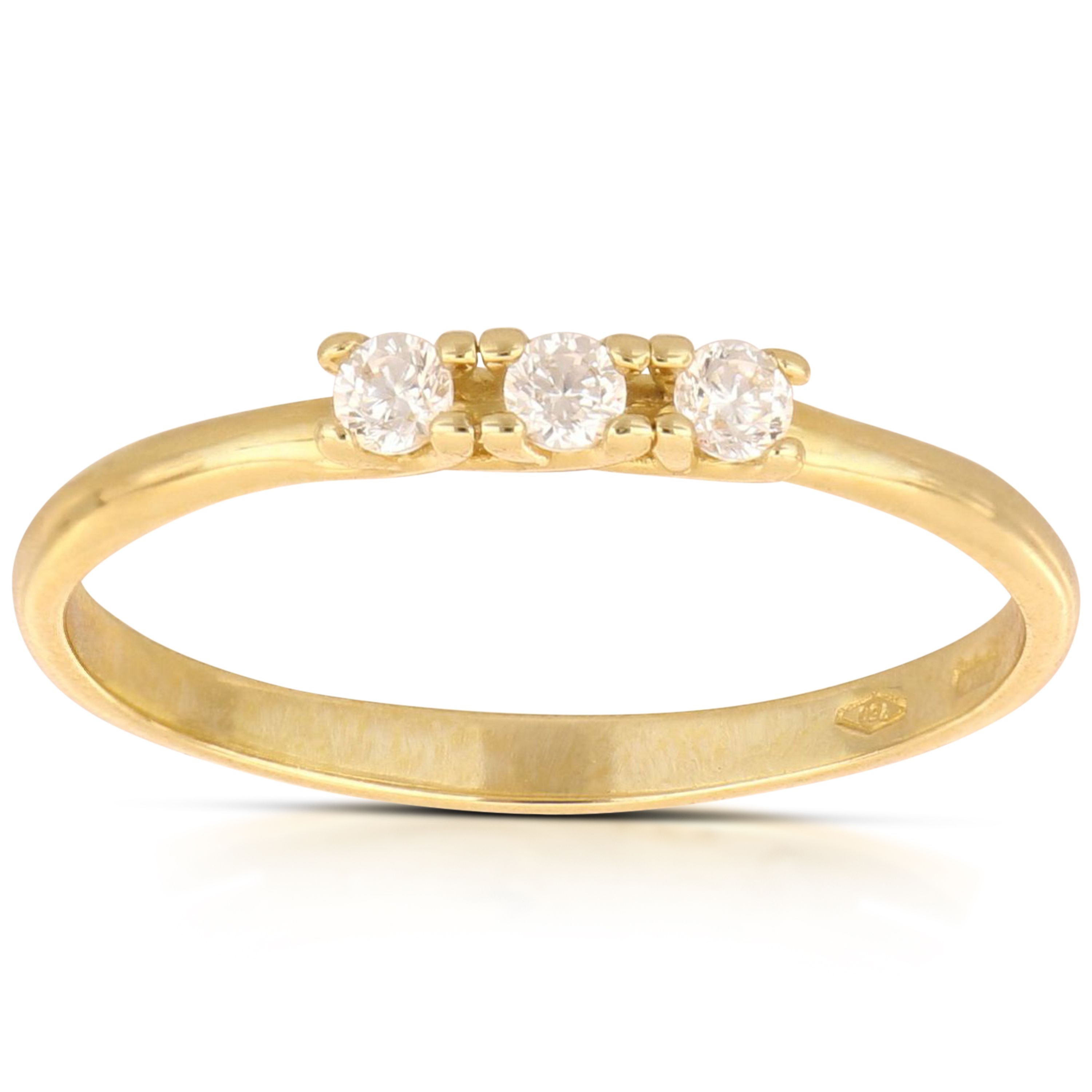 Anello Trilogy Tondo Gioielli in oro giallo 18kt con zirconi 