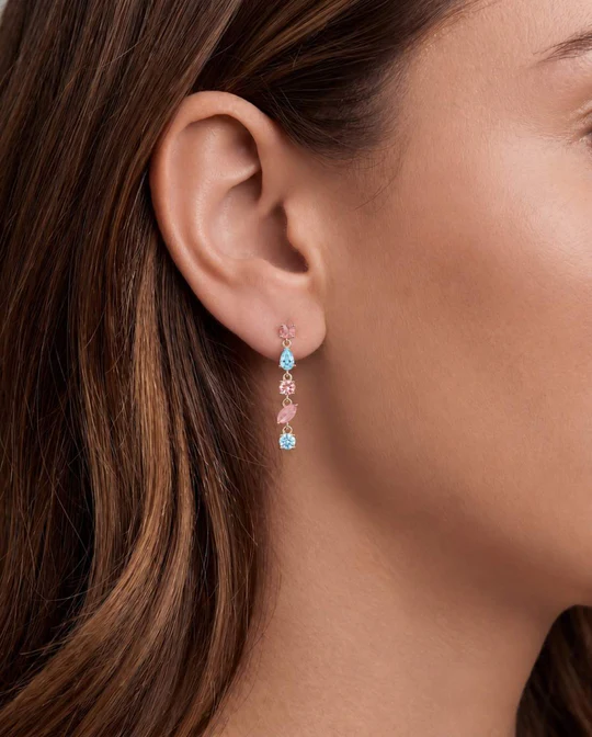 Orecchino Destro Donna Amabile Pink Lagoon con Zirconi Rosa e Azzurri 