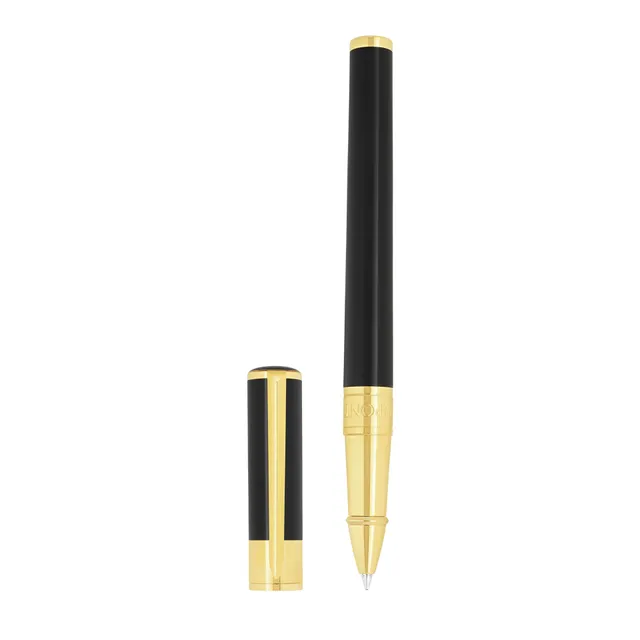 Penna Roller Dupont Initial in Lacca Nera con Finiture Dorate