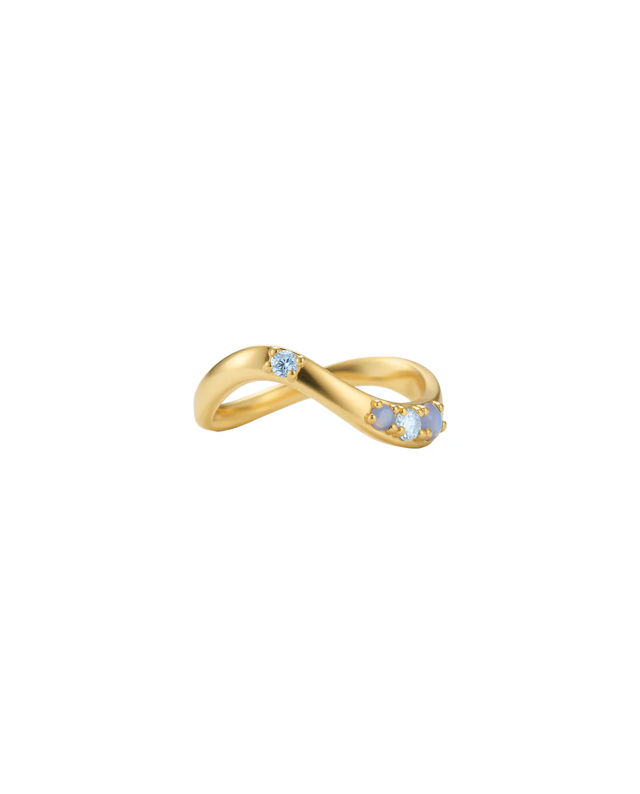 Anello Dorato Donna Amabile Fedina Aquamarine 