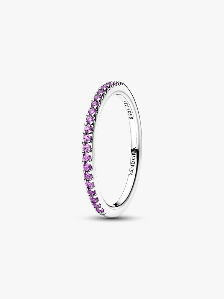 Anello Pandora Pavè Fascia Sottile Viola Misura 56