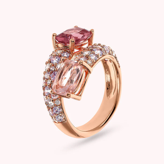 Anello Donna Bronzallure Contrarié con Prisma Gem Taglio Mosaico e Pavé di Cubic Zirconia