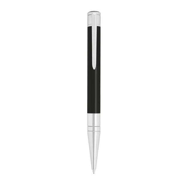Penna a Sfera Dupont Initial Biro in Lacca Nera Finitura Cromata