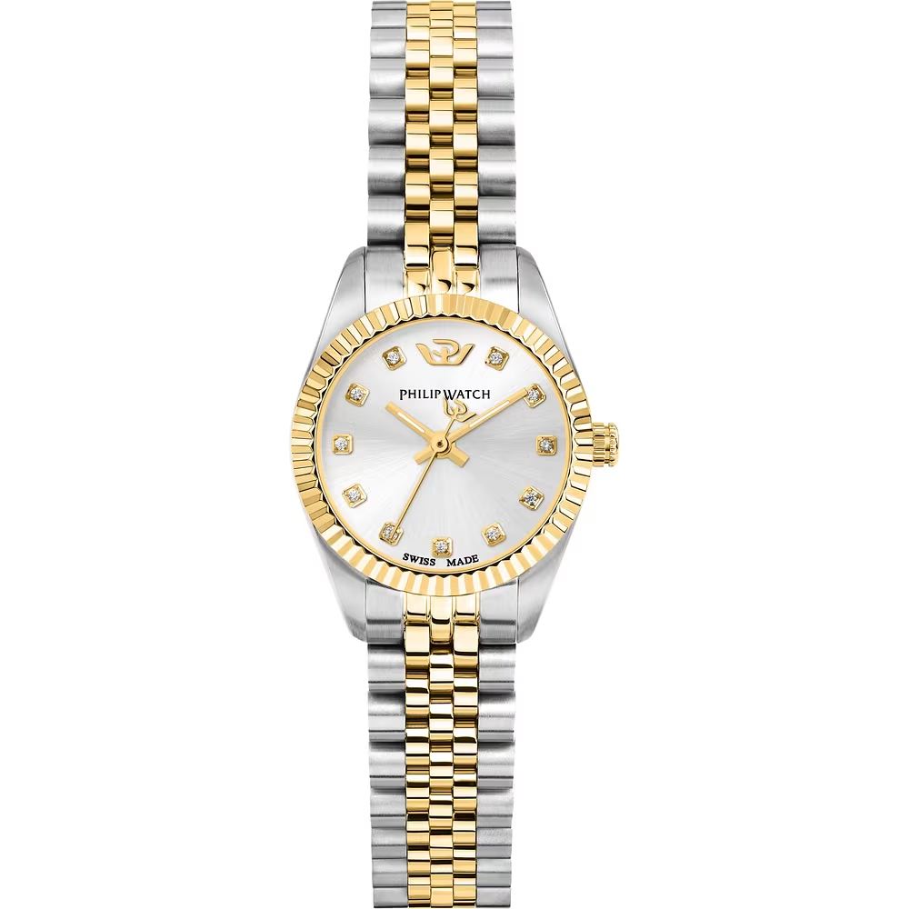 Orologio Donna Philip Watch Caribe Urban Mini con Quadrante Silver 24 mm con Diamanti Cinturino Acciaio/Oro