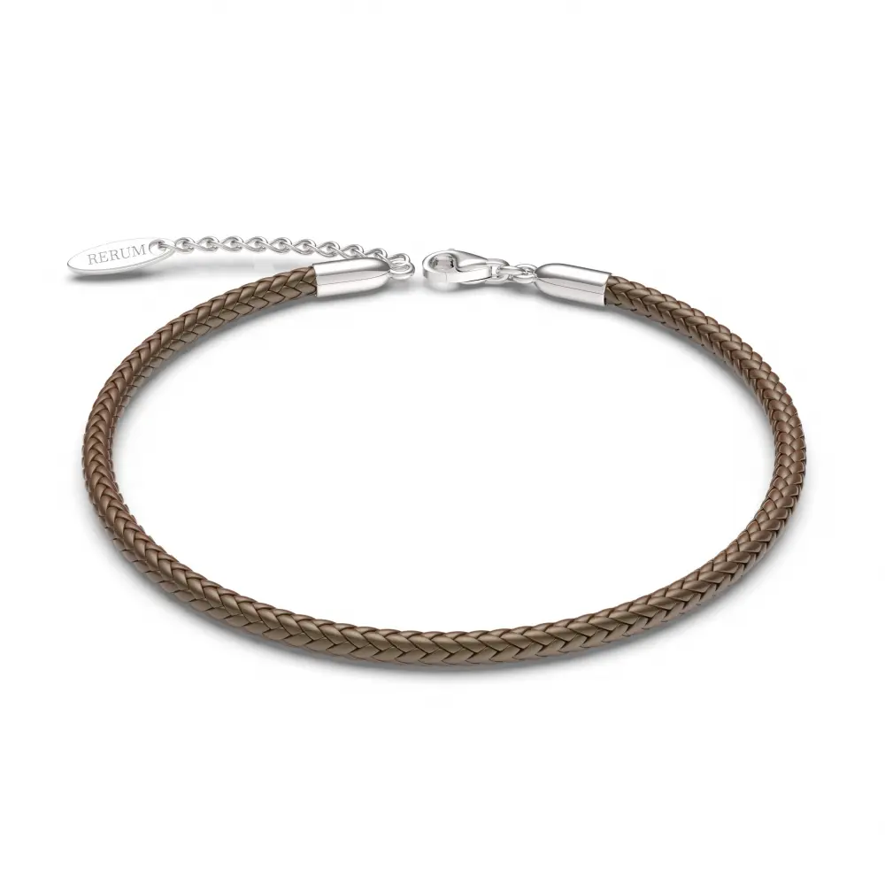 Bracciale Rerum Cordino in Nylon Marrone in Argento 925