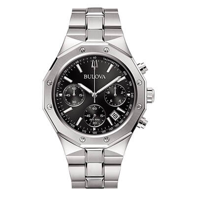 Orologio Uomo Bulova Octagon Chronograph al Quarzo con Quadrante Nero 44 mm