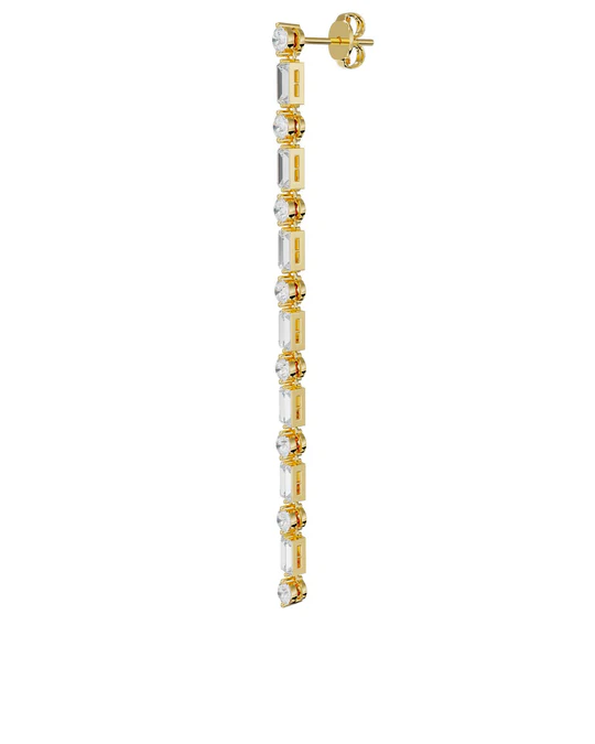 Orecchino Donna Amabile Imperial Pendente Dorato con Pietre Taglio Baguette 