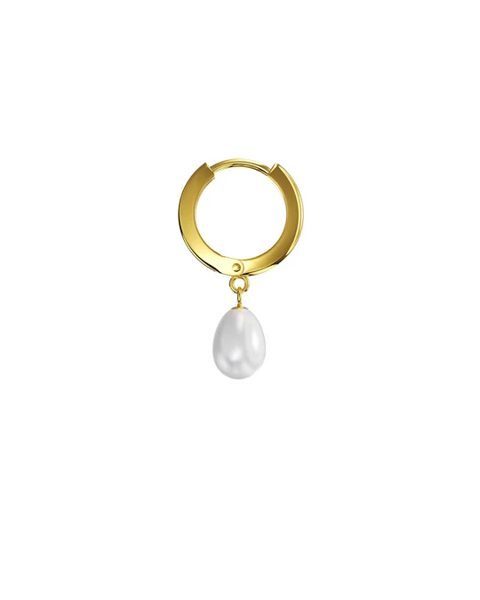 Orecchino Donna Amabile Hoop Perla Dorato a Cerchio con Perla Pendente 