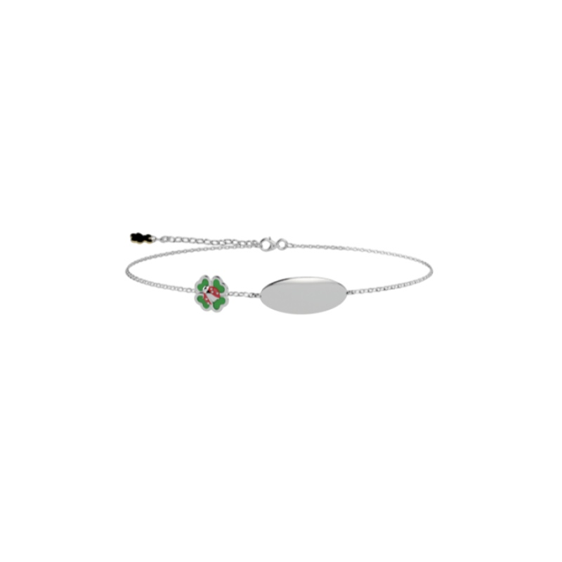 Bracciale Bambino Nanán Bijou in Argento con Quadrifoglio e Coccinella 