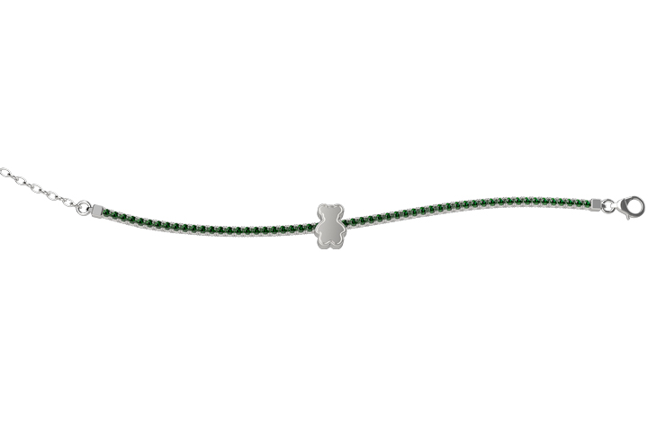 Bracciale Donna Nanan Tennis con Zirconi Verdi e Orsetto 