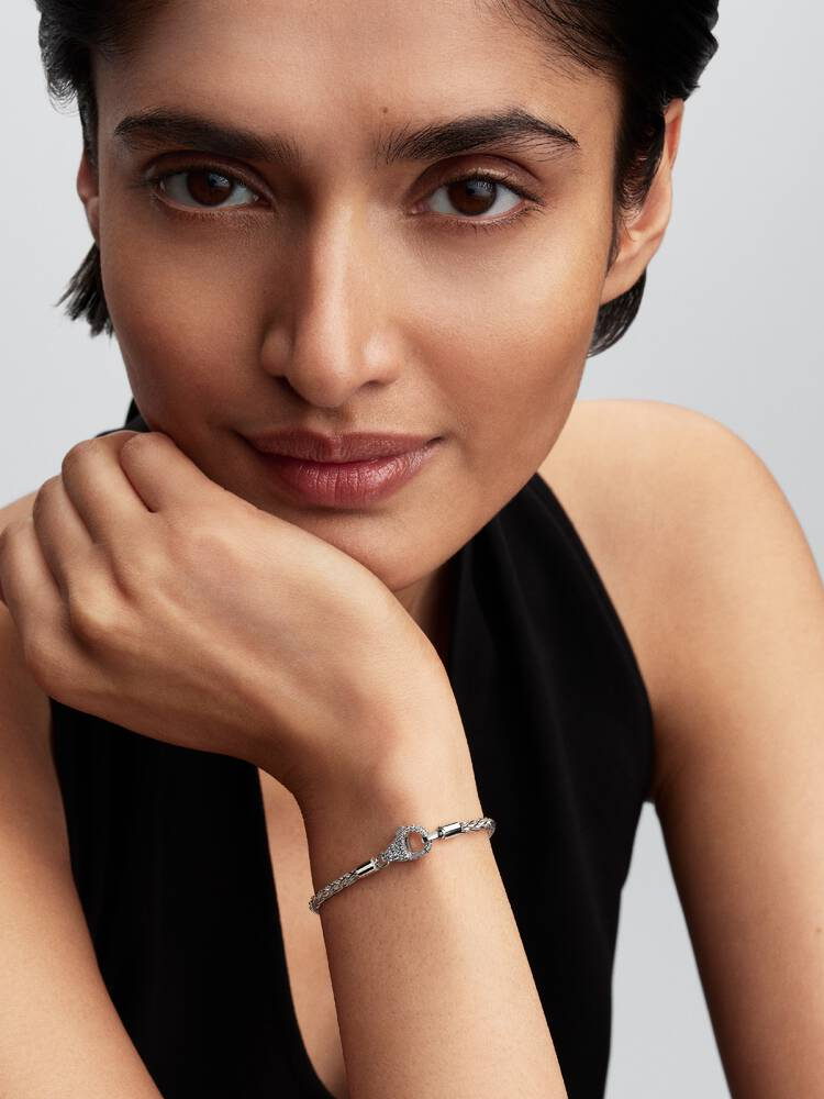 Bracciale Pandora Maglia Coda di Volpe con Chiusura Pavè Misura 23 cm