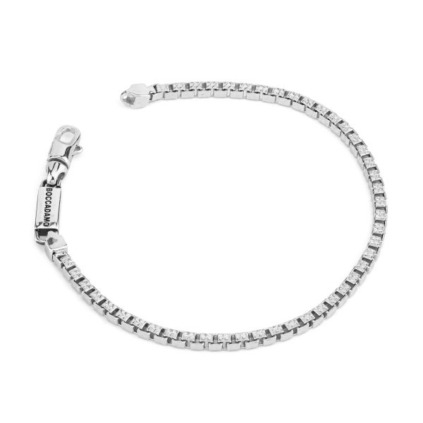 Bracciale Uomo Boccadamo a Maglia Cubica Incisa e Firma 