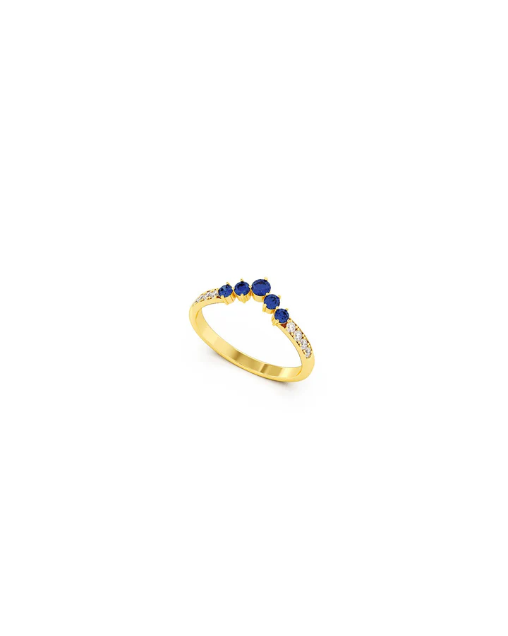 Anello Donna Amabile Chevron Midnight Dorato con Pietre Blu  Misura L