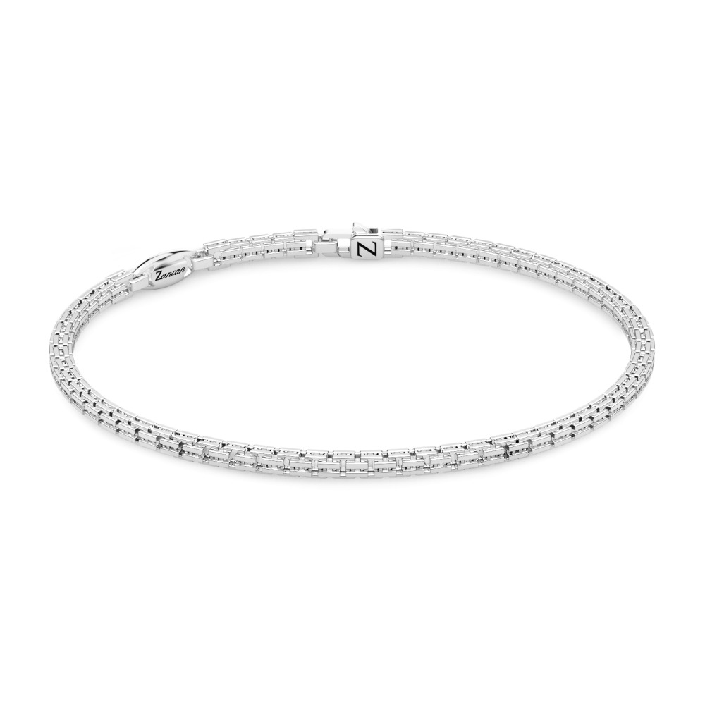 Bracciale Uomo Zancan Maglia in Argento con Spinelli Neri 