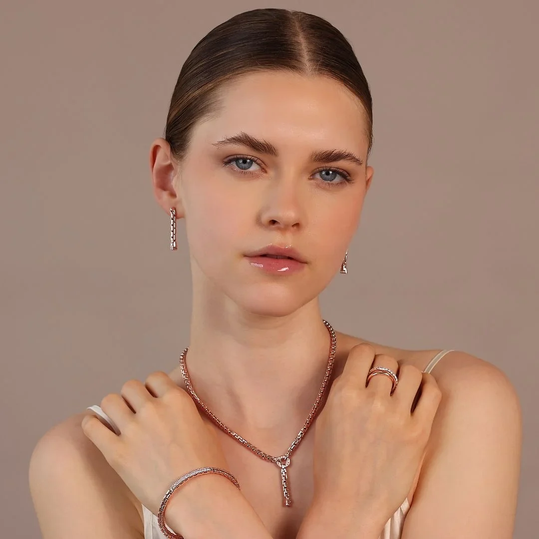 Bracciale Semirigido Bronzallure  Maglia Veneziana con Placchetta in Pavé di Cubic Zirconia