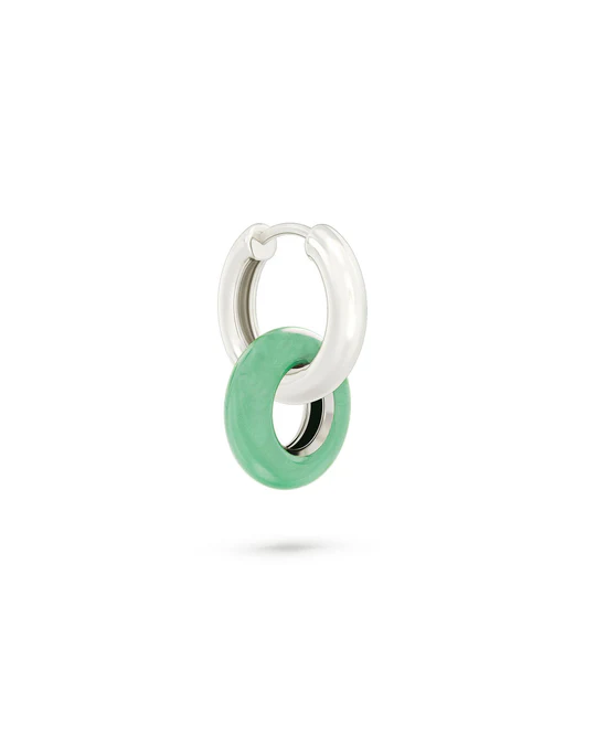 Orecchino Donna Amabile Hoop Plump a Doppio Cerchio Pendente Salvia 