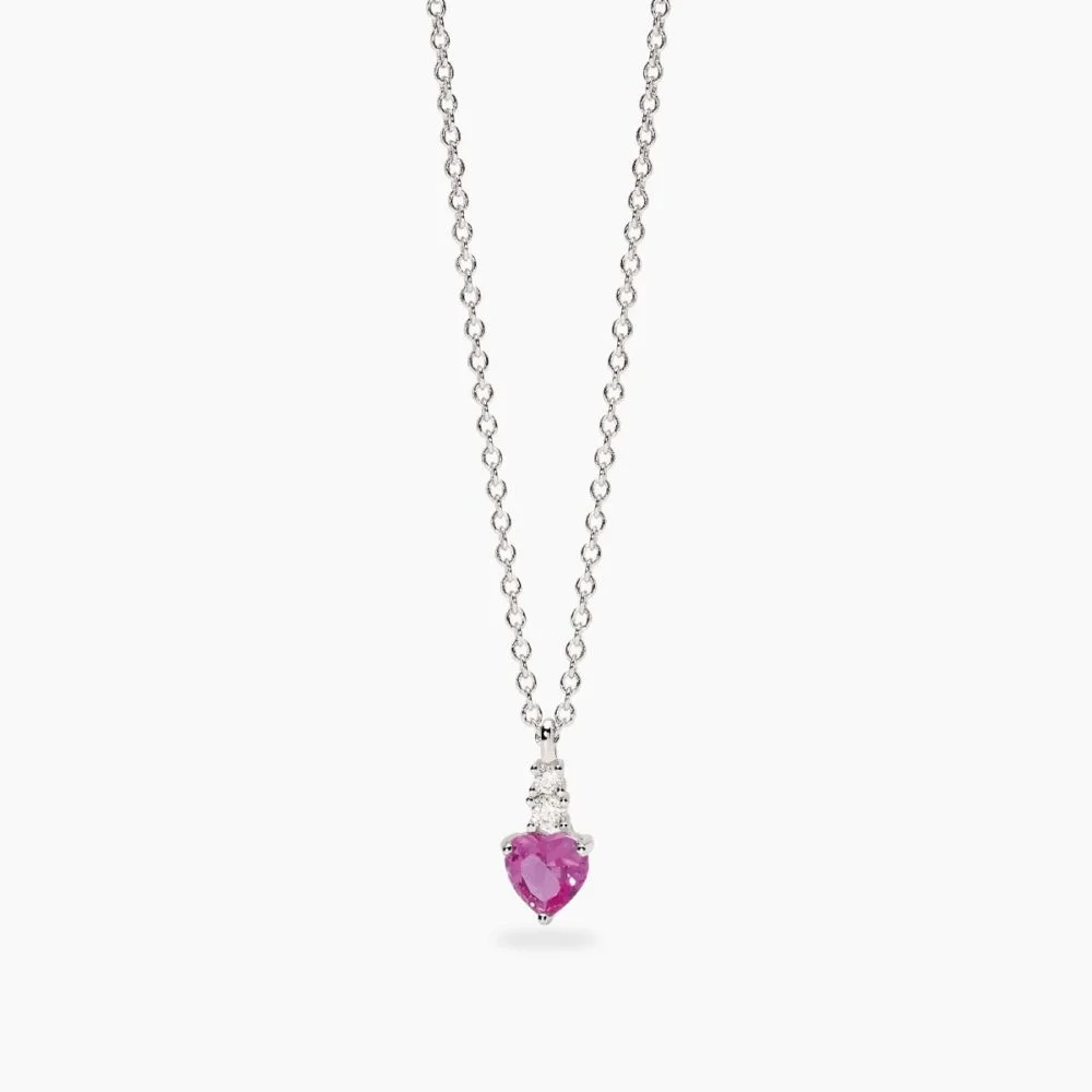 Collana Donna Mabina Rouge con Cuore Pendente in Corindone Rosa Sintetico 