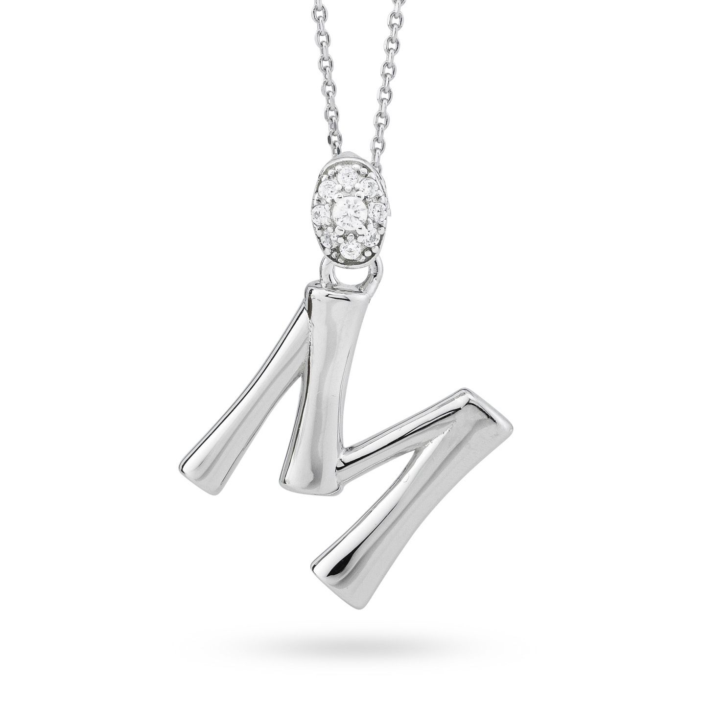 Collana Donna Boccadamo Argento con Lettera M Pendente e Zirconi