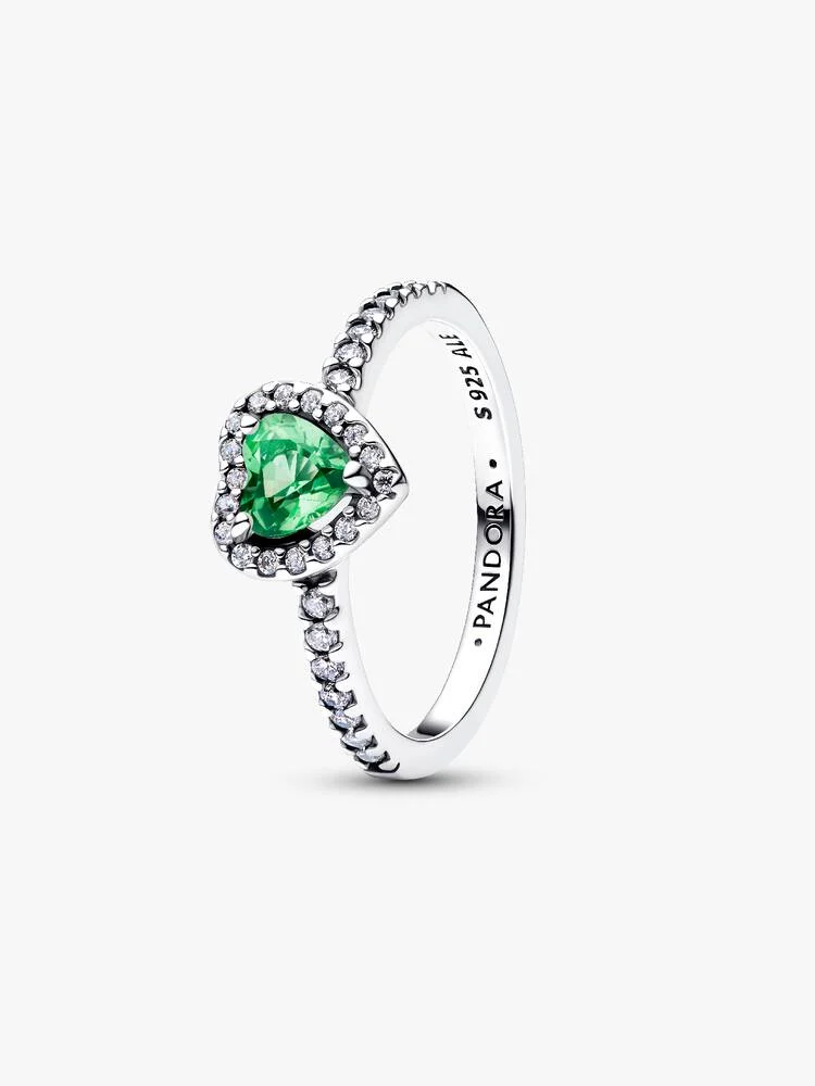 Anello Pandora Cuore in Rilievo Verde Chiaro 