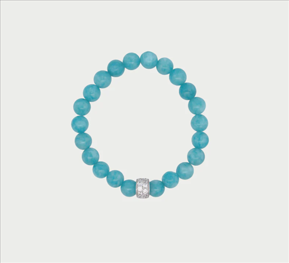 Bracciale Rue Des Mille in Argento Giada Turchese con Zirconi Bianchi sulla Chiusura 