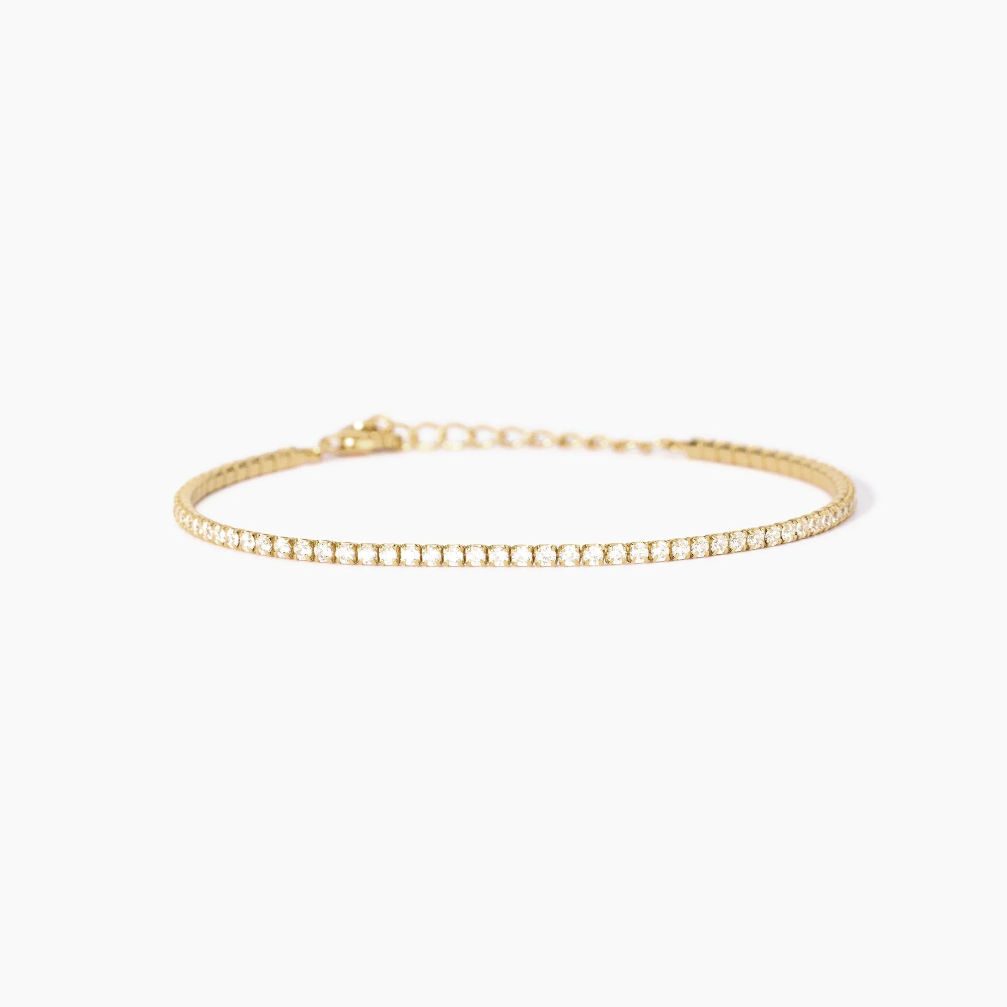 Bracciale Mabina Tennis Sottile in Argento Placcato Oro con Zirconi