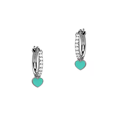 Orecchini Nanan Bijou in Argento con Zirconi e Cuore Turchese 