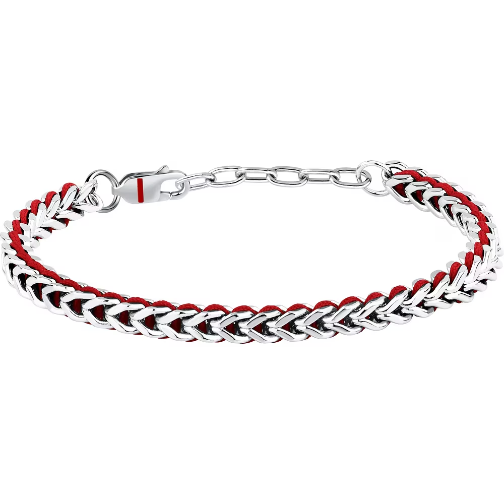 Bracciale Uomo Sector Bandy in Acciaio con Corda Rossa 