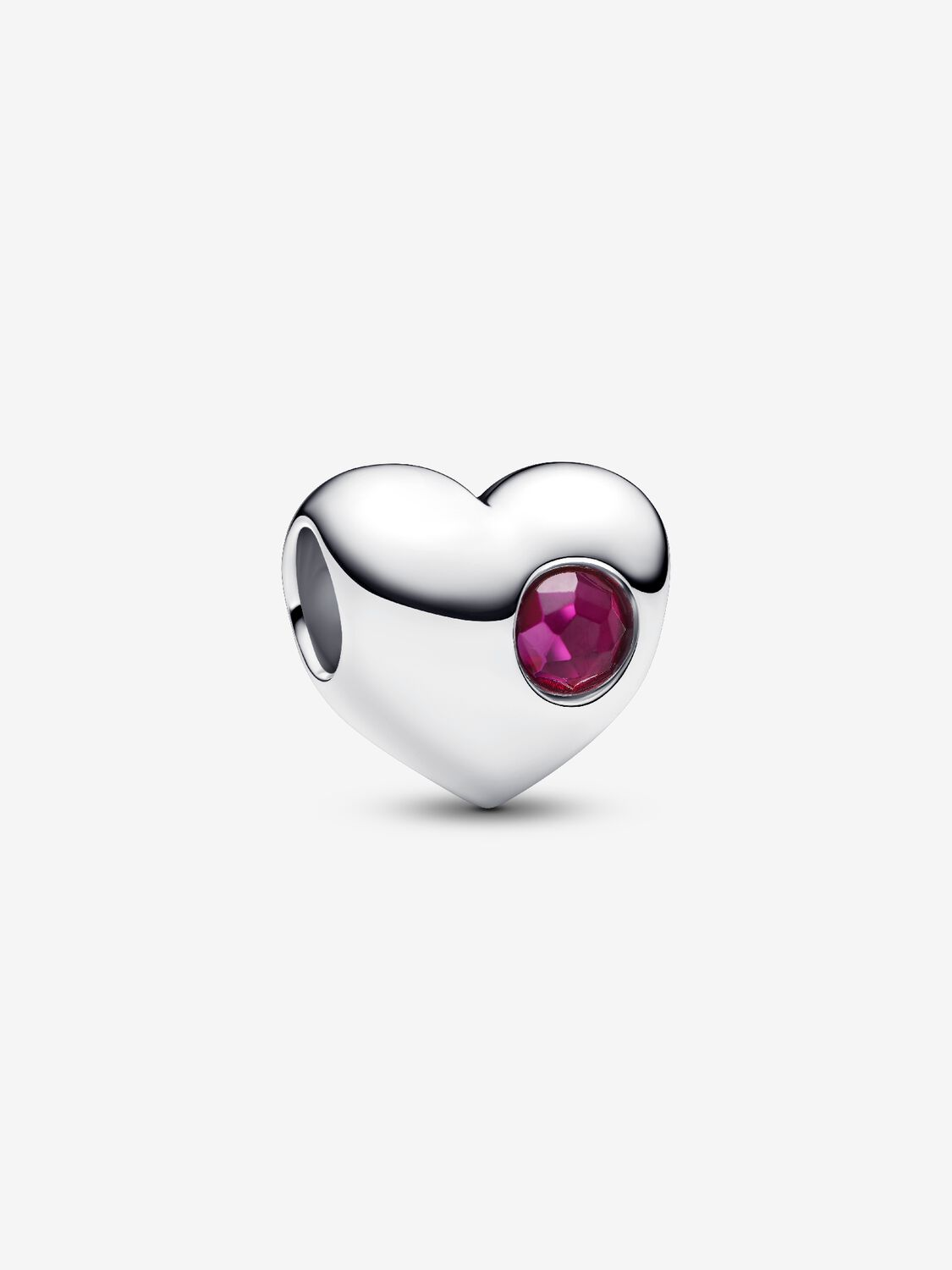 Charm Pandora Cuore con Pietra Rossa Luglio da Incidere