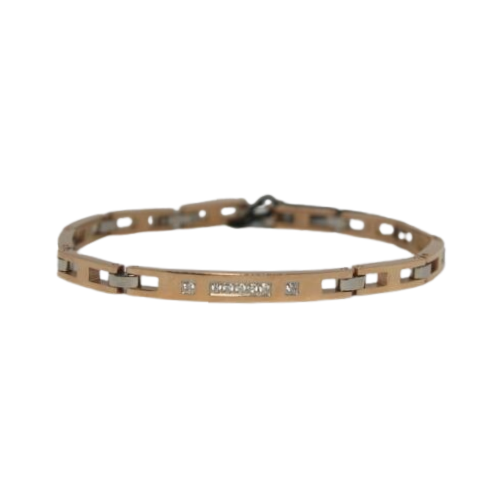 Bracciale Uomo Zancan in Acciaio Rosè e Zirconi Bianchi