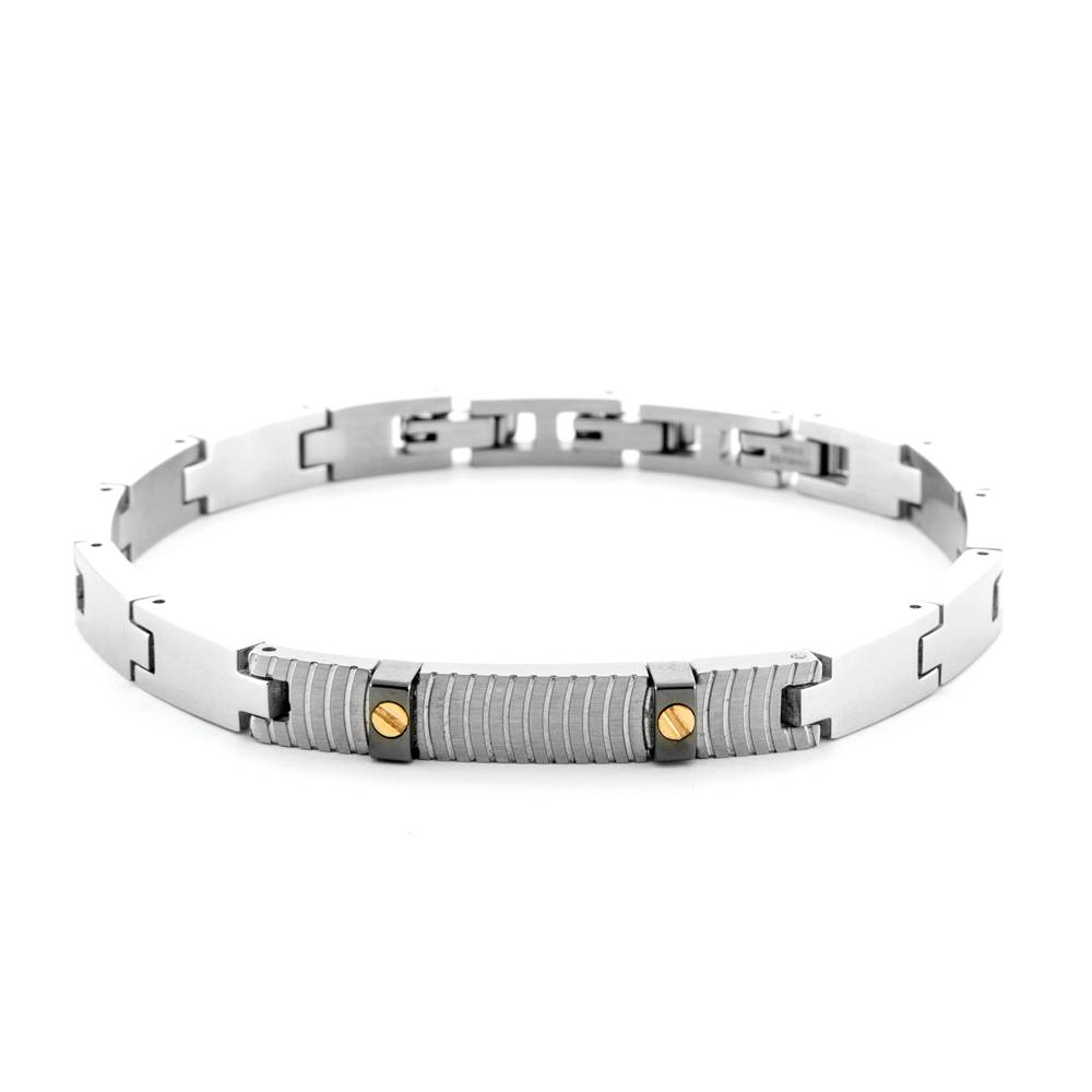 Bracciale Uomo Paciotti in Acciaio pvd Nero e Oro 18 kt   