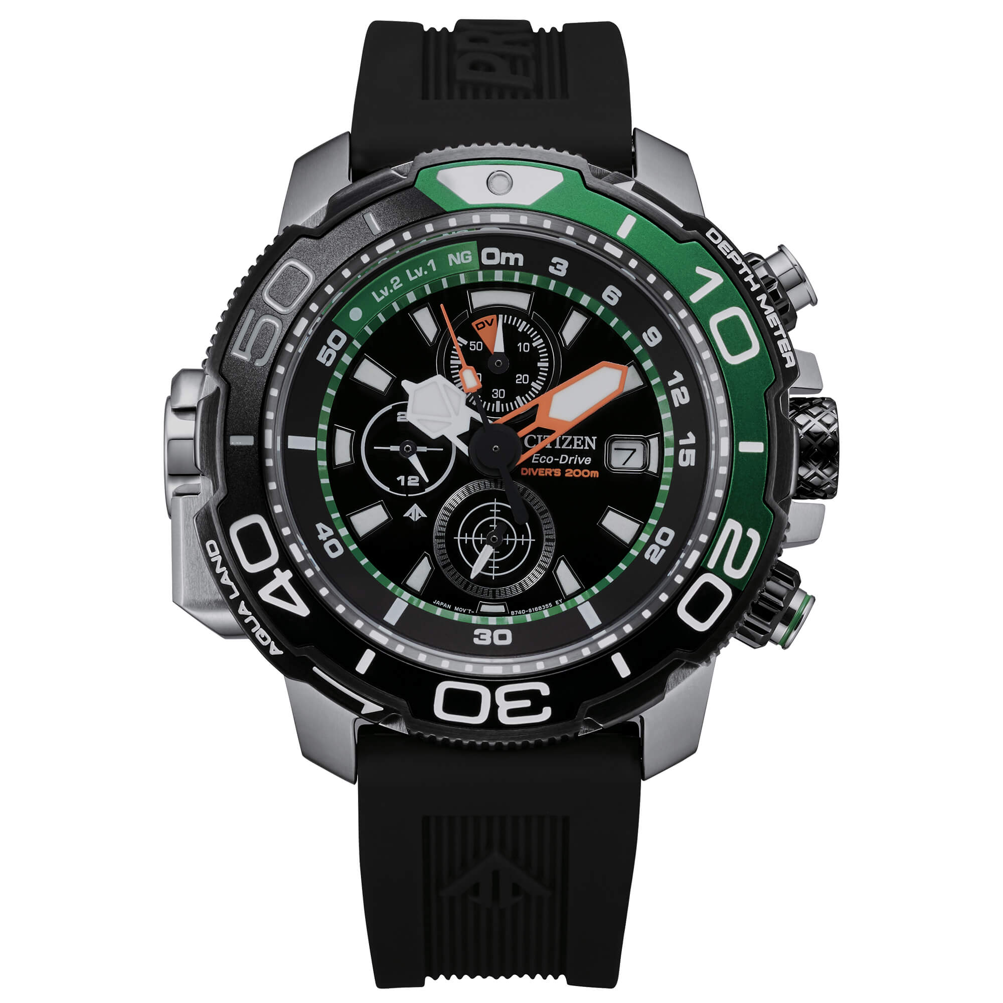 Orologio Uomo Citizen Chrono Aqualand Eco Drive 200 mt con Quadrante Nero 50 mm 
