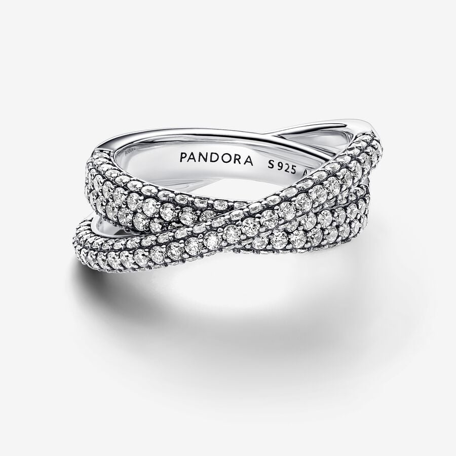 Anello Pandora Pavè Fascia Intrecciata Misura 48