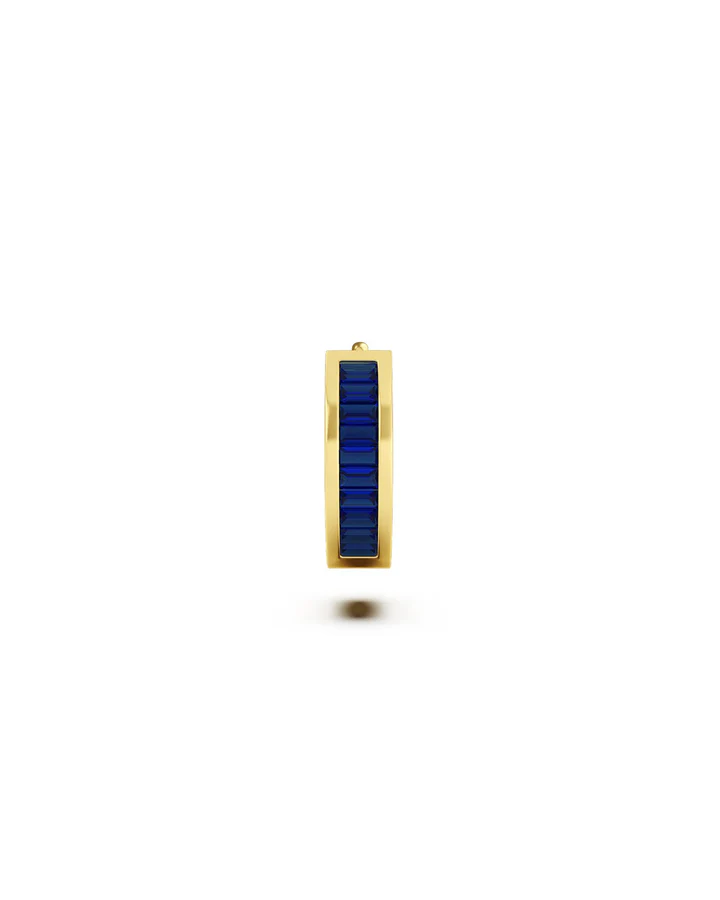 Orecchino Donna Amabile Hoop Zirconia a Cerchio Dorato con Pietre di Zirconia Blu Incastonate