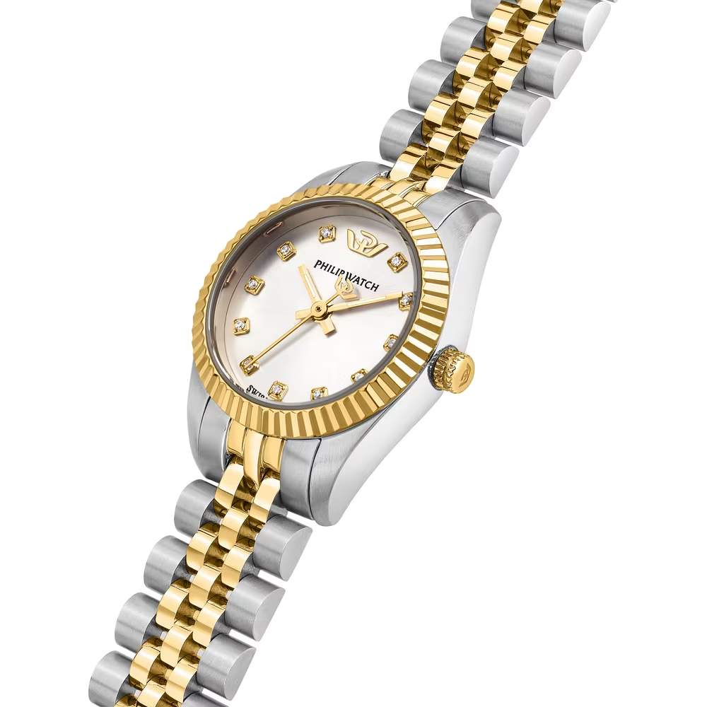 Orologio Donna Philip Watch Caribe Urban Mini con Quadrante Silver 24 mm con Diamanti Cinturino Acciaio/Oro