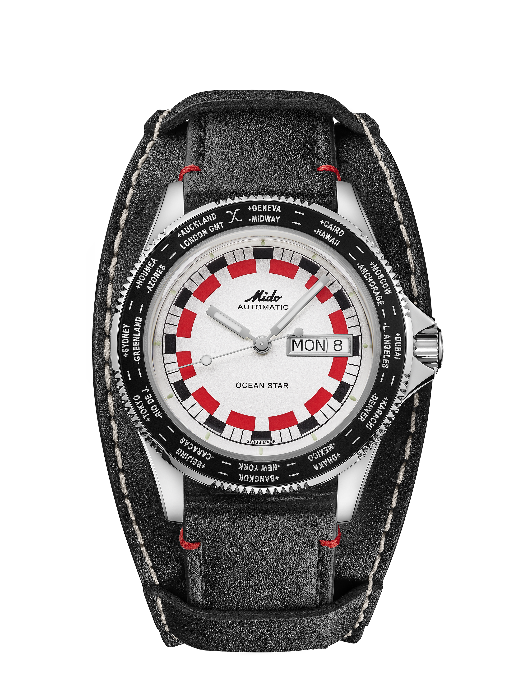 Orologio Uomo Mido Ocean Star Worldtimer Automatico con Quadrante Silver 40 mm 