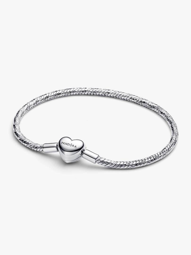 Bracciale Pandora Maglia Snake Sfaccettata con Chiusura a Cuore da Incidere