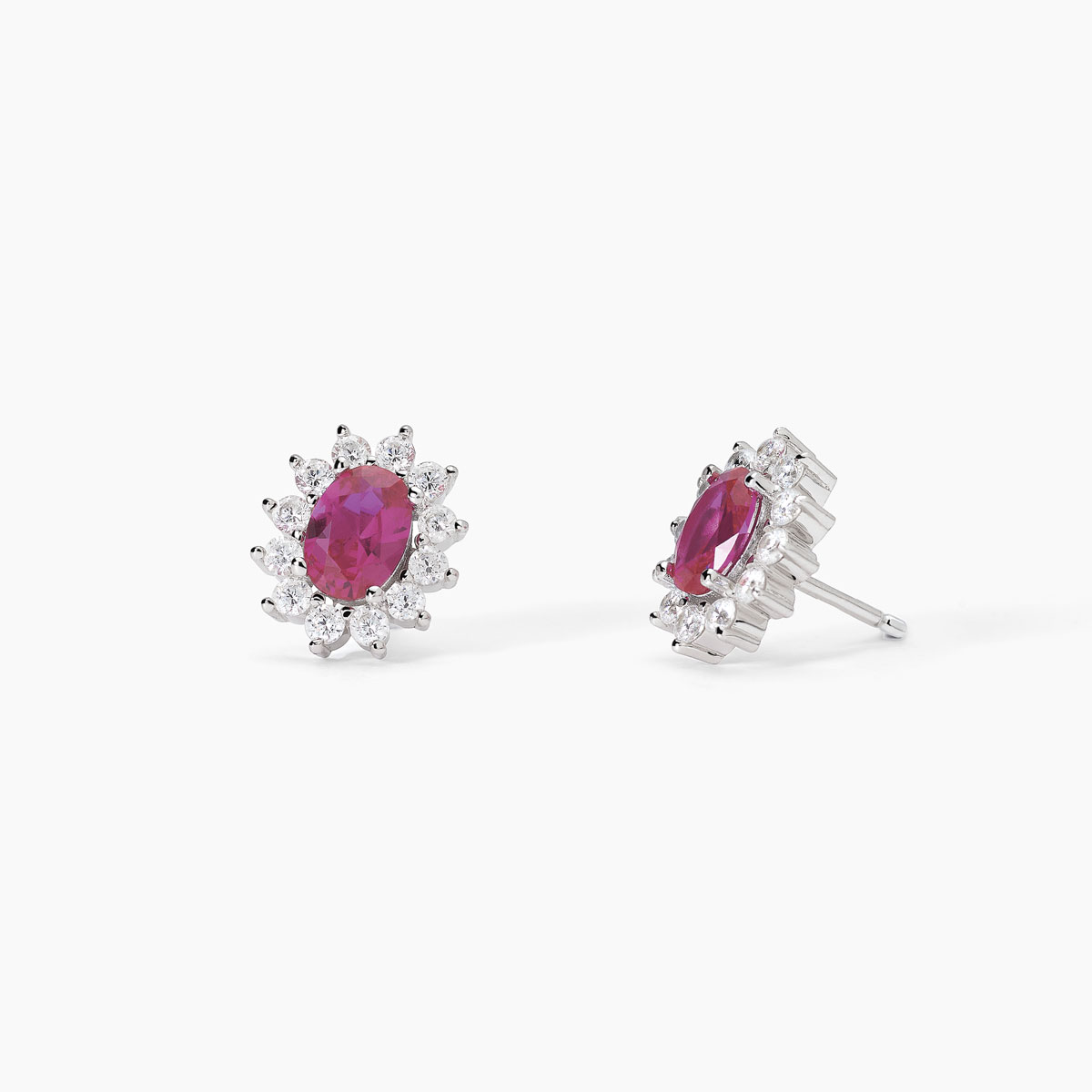 Orecchini Donna Mabina Cool or Rètro in Argento con Rubino Sintetico Ovale 