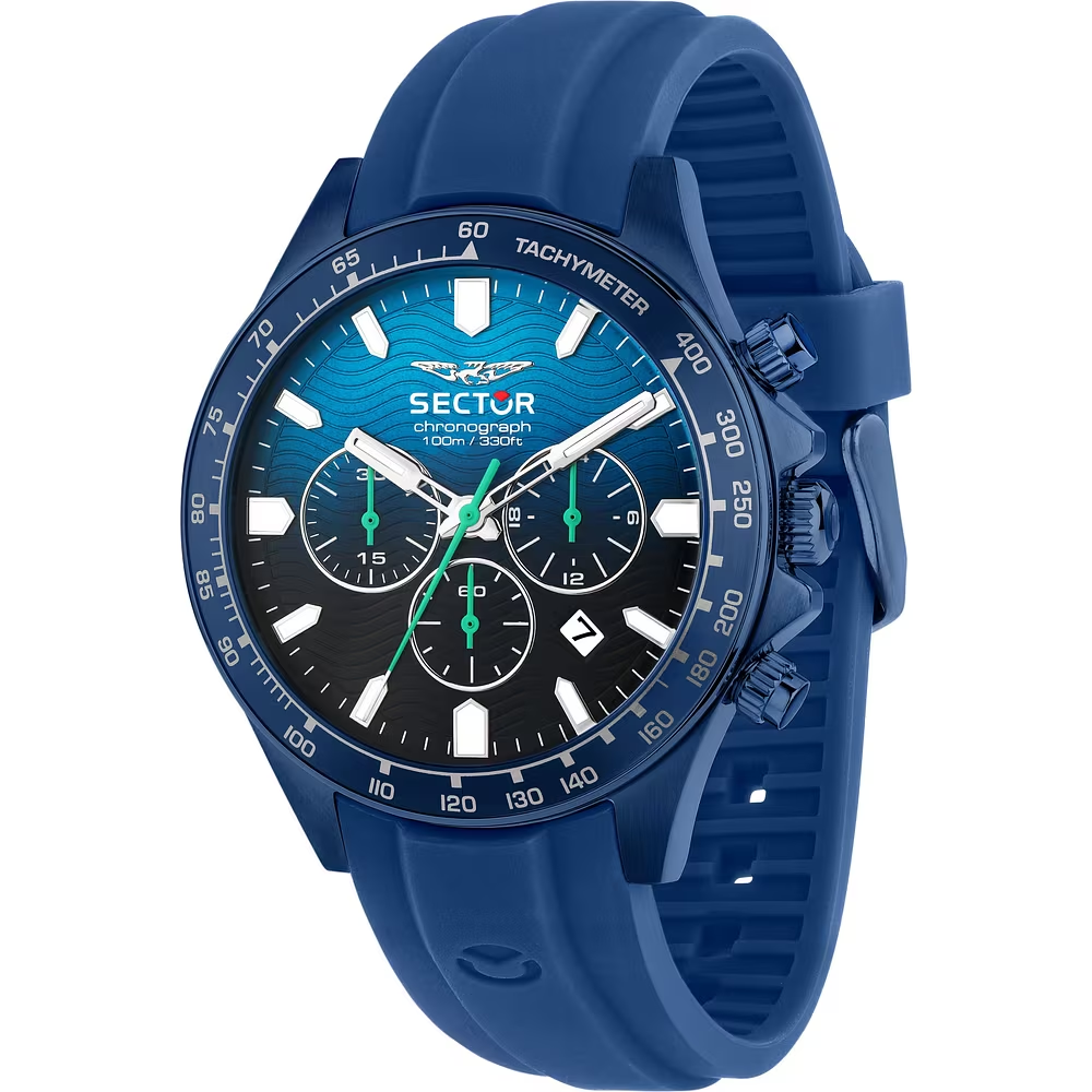 Orologio Uomo Sector 230 Cronografo al Quarzo con Quadrante Blu 43 mm Cinturino in Plastica Blu