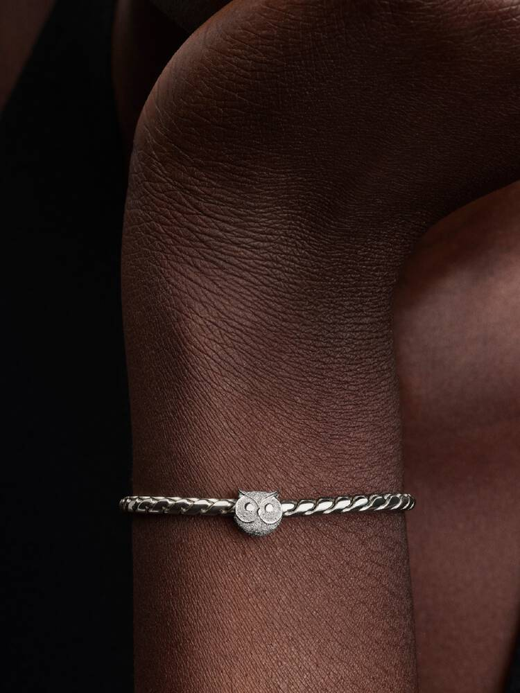 Mini Charm Pandora Gufo Effetto Diamantato