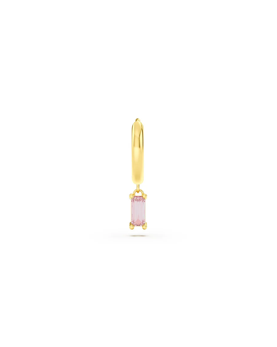 Orecchino Donna Amabile Hoop Baguette a Cerchio con Ciondolo Baguette Rosa