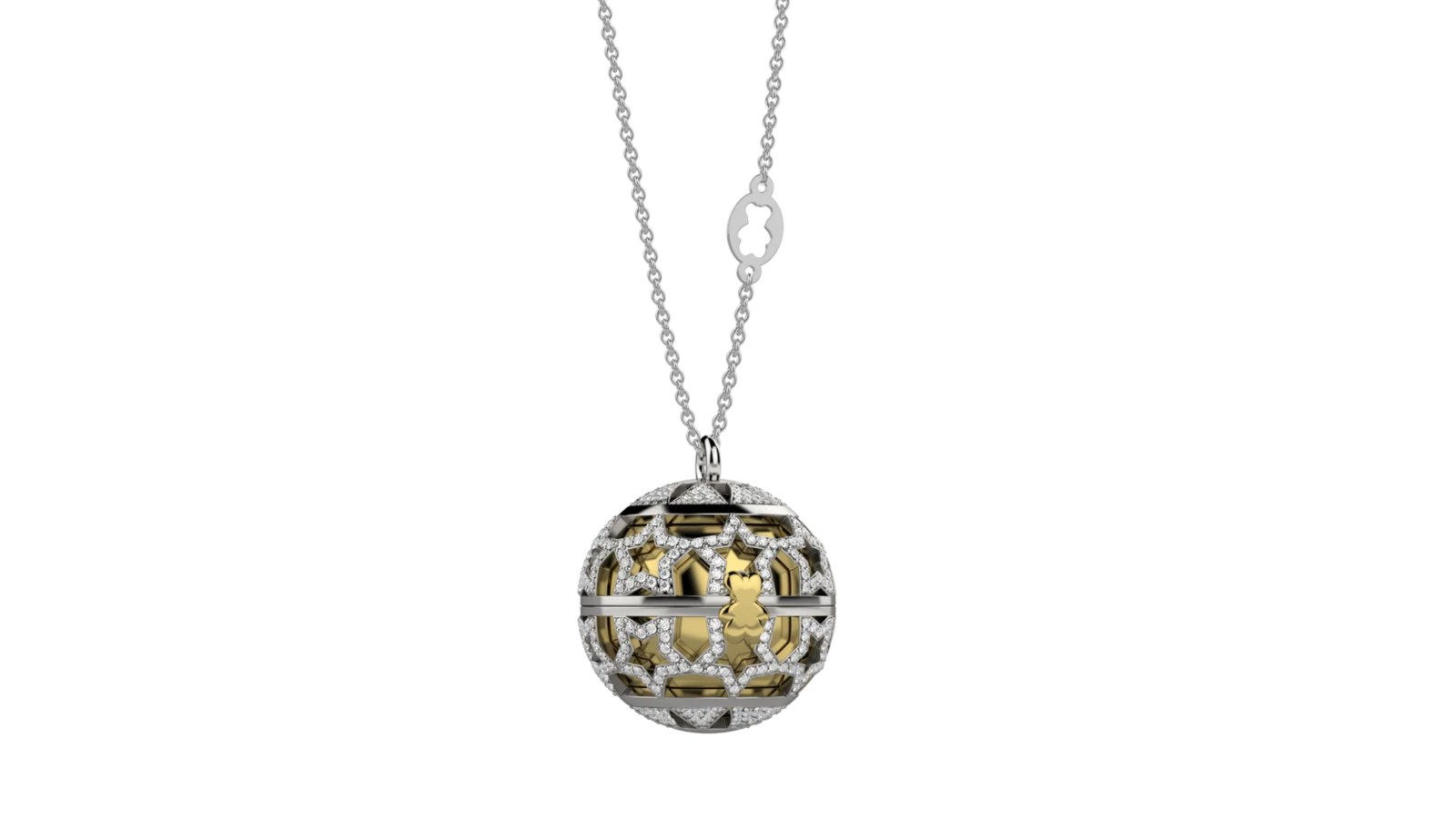 Chiama Angeli Donna Nanan in Ottone con Sfera Dorata, Orsetto Placcato Oro e Stelle Traforate 