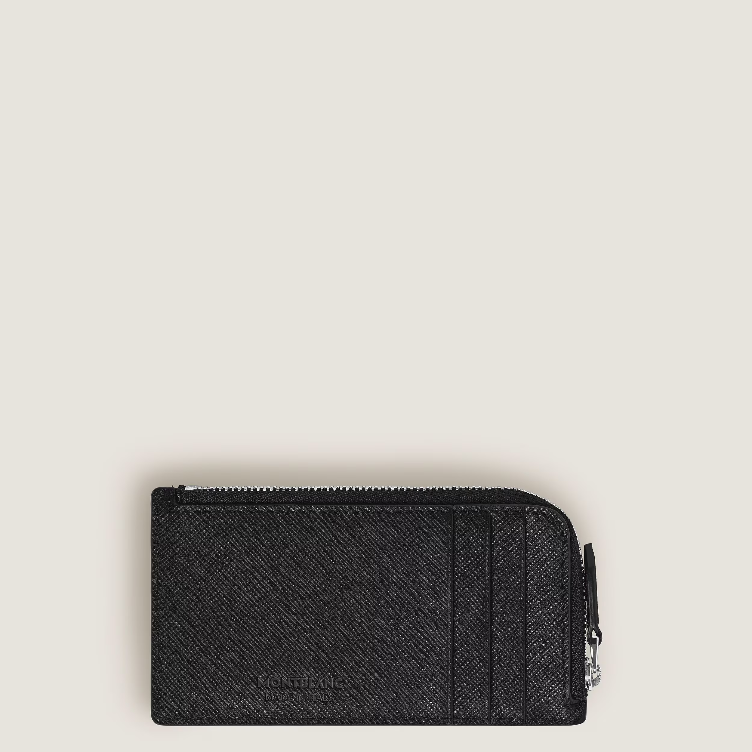 Portacarte Montblanc 7 Tasche con Cerniera in Pelle Sartorial Nera