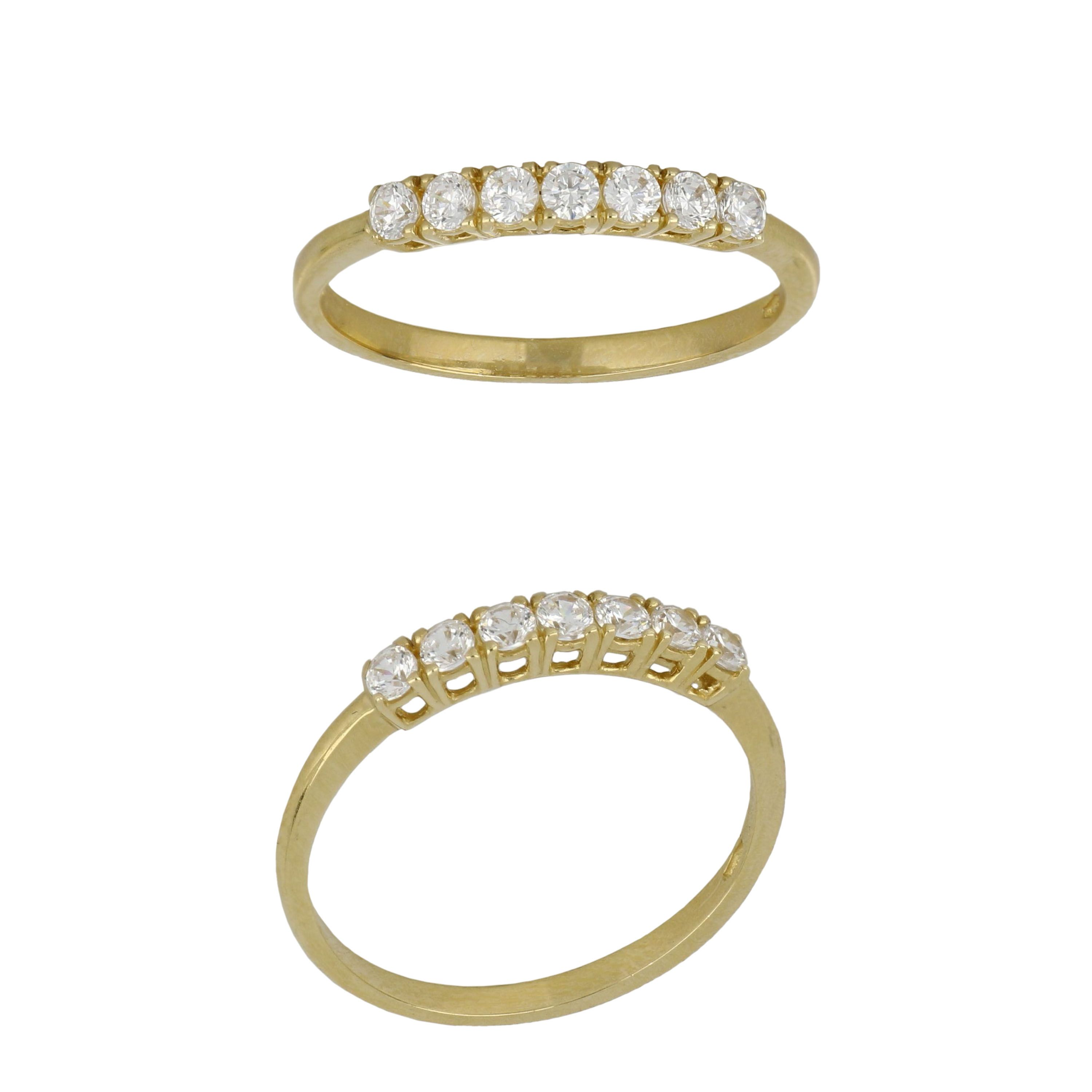 Anello Tondo Gioielli in oro giallo 18kt Modello Veretta 7 pietre Misura 11
