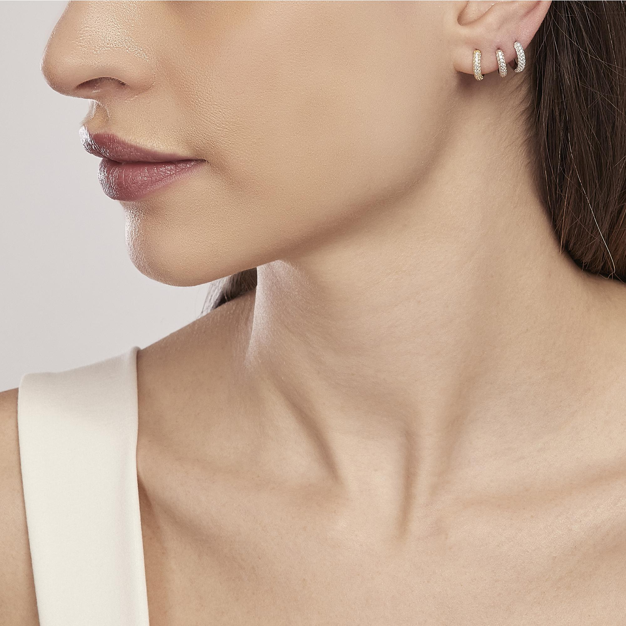 Mono orecchino Donna Mabina Monomania a Cerchio Rosato con Pavè 