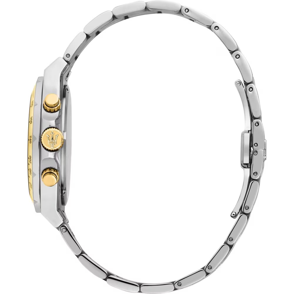 Orologio Uomo Maserati Sfida Cronografo al Quarzo con Quadrante Silver 41 mm Cinturino Acciaio/Oro