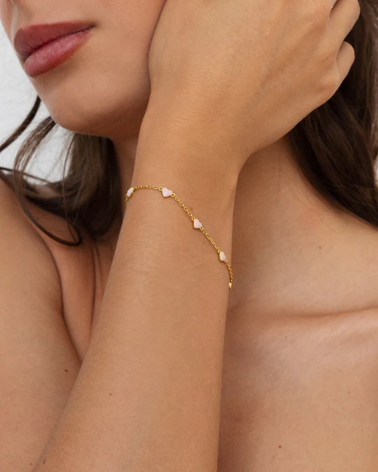 Bracciale Donna Amabile Evermore Dorato con Cuori Smaltati Rosa 