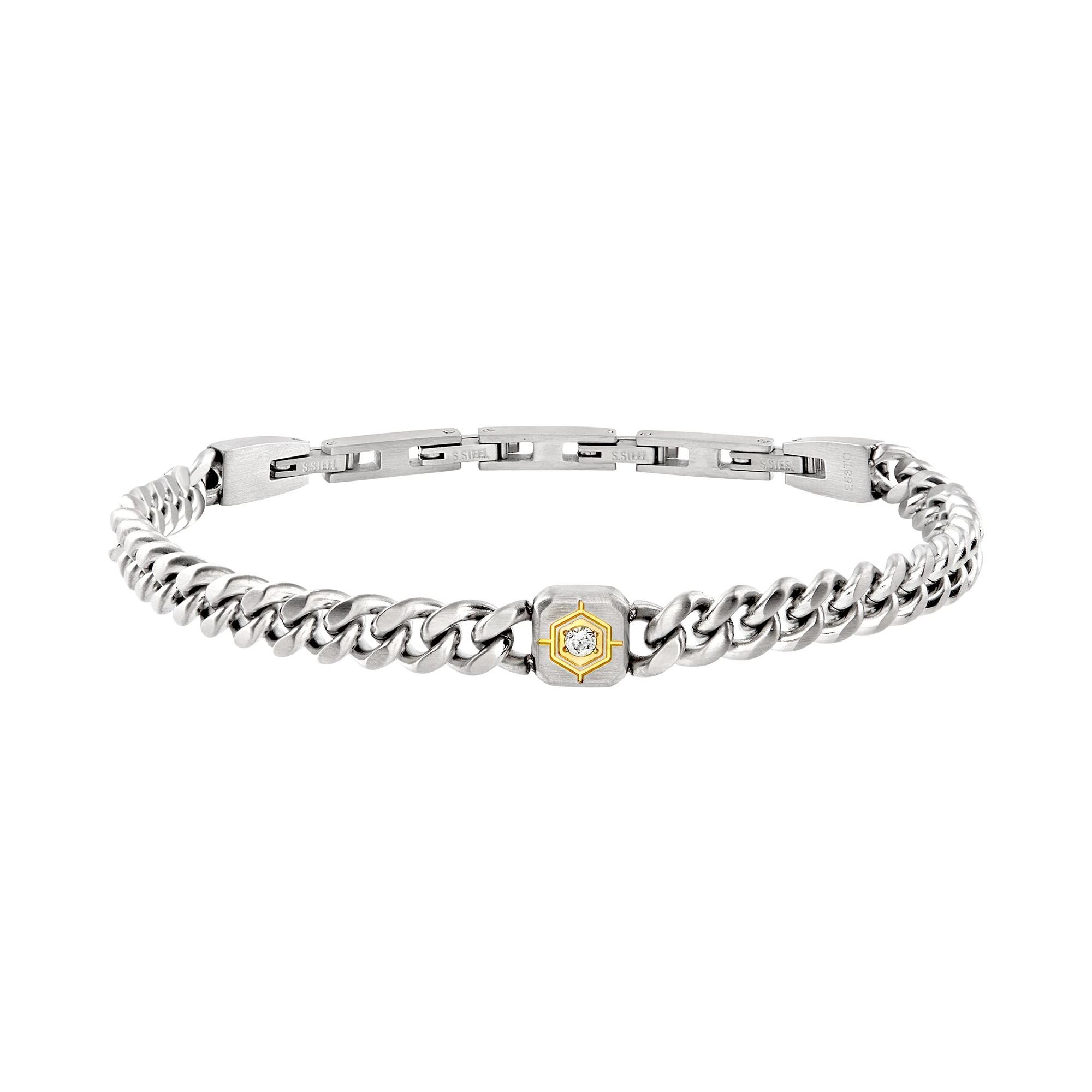 Bracciale Uomo Breil Cross Roads con Catena Groumette e Cubic Zirconia Bianco