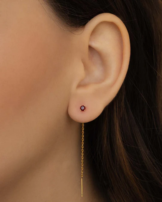 Orecchino Saliscendi Dorato Donna Amabile Lovli Luce con Punto Luce Rosso 
